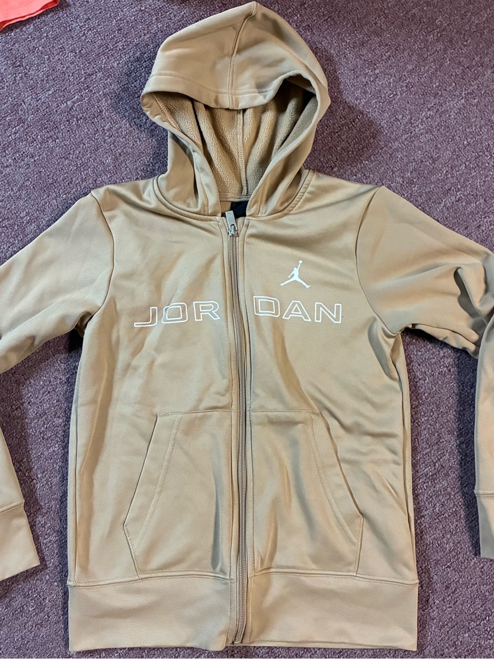 Jordan Kids Tan Full-Zip Hoodie with Logo